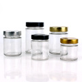 wholesale clear 120ml 160ml 220ml 330ml 400ml 580ml cylinder honey glass storage jar with metal cap